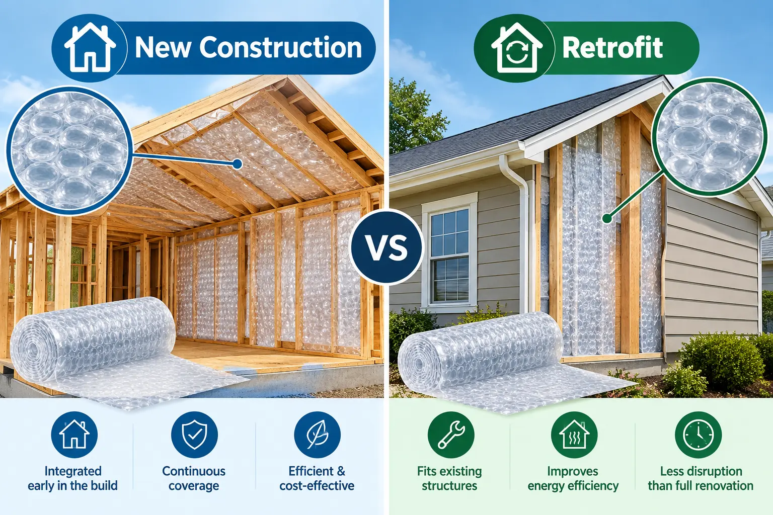 Air Bubble Insulation for New Construction vs Retrofit